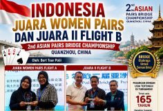 Indonesia Juara Women Pairs dan Runner-up Flight B di 2nd Asian Pairs Bridge Championship Quanzhou, China