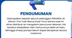 Debit Air Baku Menurun, Distribusi ke Pelanggan Terganggu, Perumdam TTB Minta Maaf
