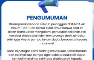 Debir Air Baku Menurun, Distribusi ke Pelanggan Terganggu, Perumdam TTB Minta Maaf